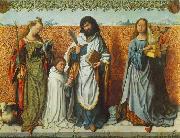 MASTER of the St. Bartholomew Altar St Agnes, St Bartholomew and St Cecilia Spain oil painting artist